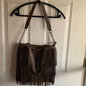 Cato Dark Brown Fringe Shoulder Bag